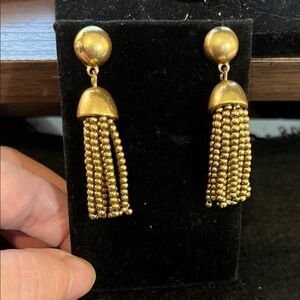 J. Crew Gold Beaded Tassel Earrings